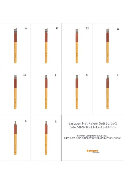 Easypen Sülüs Hat Kalemi Seti-1 El yapımı 5-14mm arası-10 kalem