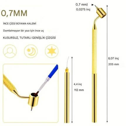 Hazneli çizgi boya kalemi, aplikatör, hassas çizgi, hazneli trilin, çizikleri onarmak-0.7mm