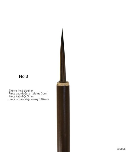 Tahrir Fırçası Kurt Kılı No:3-çini, seramik, tezhip, minyatür, brush, ekstra ince-1 Adet