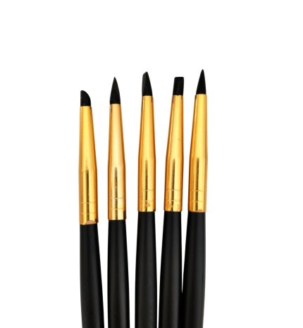 Silikon fırça seti, hobi, çömlekçilik, heykeltraş, kabartma, gold orta boy 5 Adet