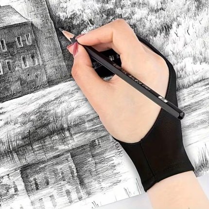 Sanatçı eldiveni, likra boyama eldiveni, leke tutmayan iki parmak tasarımı, eskiz, kara kalem, kağıda ter geçmez-1 Adet