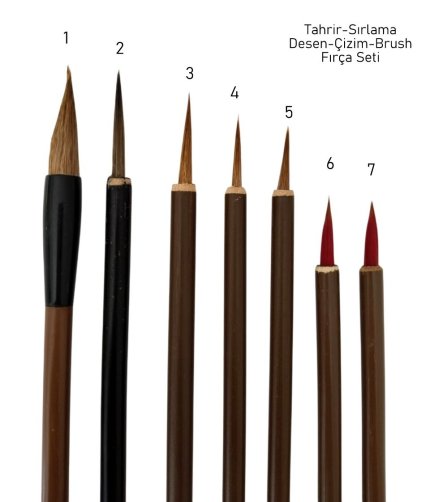 Çini tahrir, seramik sırlama fırça seti, seramik boyama, çini, vazo, resim, brush-7 Adet