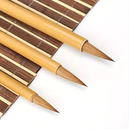 Tahrir fırça seti, yüksek kalite, kurt kılı, 3 farklı boy, bambu sap, çini, vazo, seramik, brush kaligrafi yazı