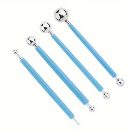 Pasta Şekillendirici Marzipan Seti Metal Top Şeker Hamuru Şekillendirici, çömlekçilik-4 parça