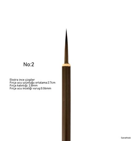 Tahrir Fırçası Kurt Kılı No:2-çini, seramik, tezhip, minyatür, brush, ekstra ince-1 Adet