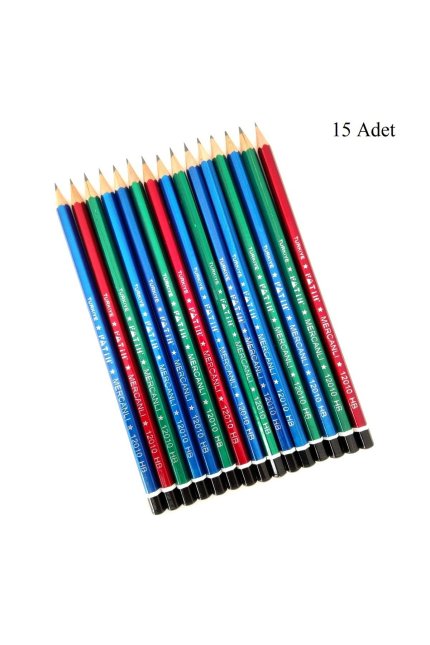 Fatih Mercanlı Siyah Kurşun Kalem 12HB-15 Adet Çok Renkli