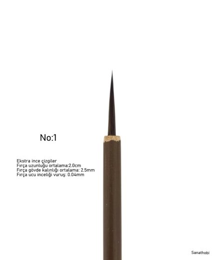 Tahrir Fırçası Kurt Kılı No:1-çini, seramik, tezhip, minyatür, brush, ekstra ince-1 Adet