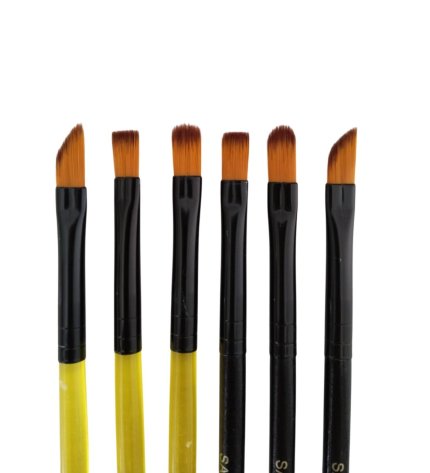 Samur 6'lı hobi fırça seti, akrilik, sulu boya, resim, düz kesik, kedi dili, bıçak sentetik set